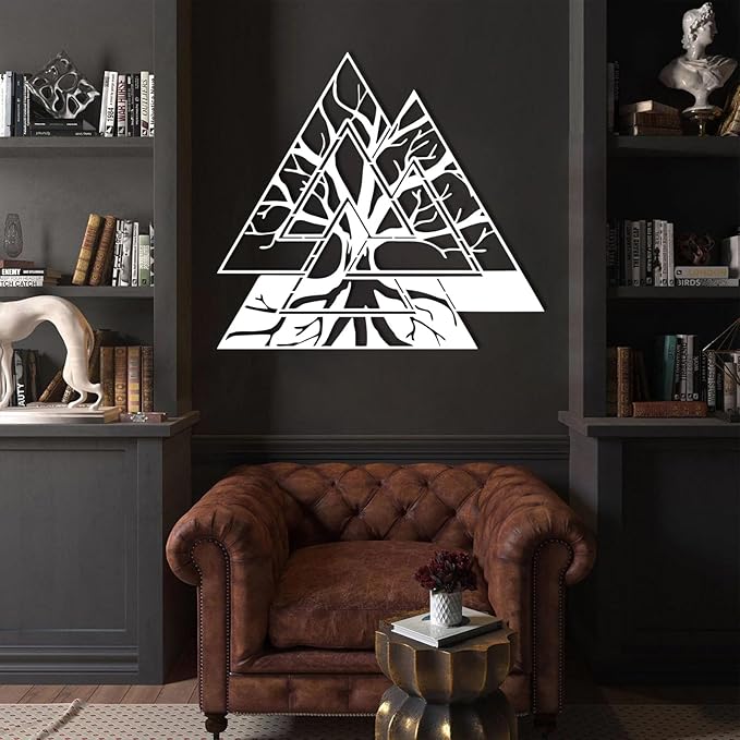 Metal Viking Wall Decor, Tree of Life Metal Wall Art, Norse Viking Decor, Norse Pagan Decor, Pagan Wall Decor, Tree of Life Wall Sculpture, Scandinavian Home Decor, Godly Home Decor (Silver, 31"x31"|80x80cm)