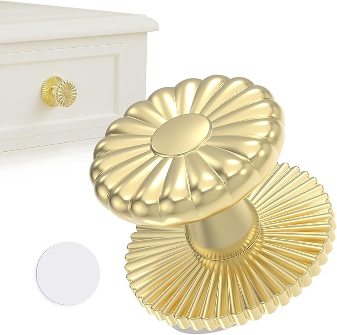 Self Adhesive Drawer Knobs, Self Stick Door Pull Handles, Zinc Alloy No Drilling Cabinet Knobs for Drawer, Closet, Window, Dresser, Sliding Barn/Glass Shower/Balcony Door (1, Gold)