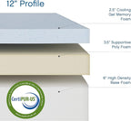 Cool Gel 12 Inch Full Size Mattress Memory Foam Medium Firm, Gel Memory Foam Mattress Full Matress Cooling, Made in the USA, 12" Depth with Pressure Relief, CertiPUR-US Certified No Fiberglass, Bed