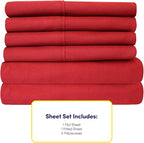 Twin Size Bed Sheets - 4 Piece 1500 Supreme Collection Fine Brushed Microfiber Deep Pocket Twin Sheet Set Bedding - 1 EXTRA PILLOW CASES, GREAT VALUE, Twin, Samba Red