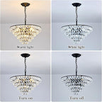 YYJLX Modern Crystal Chandelier 7 Light 20" Raindrop Black Ceiling Chandelier Adjustable Hanging Light Fixture for Dining Room Foyer Entryway Staircase Living Room