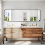 60" x 20"Bathroom Mirror, Matte Black Wall Mirror with Metal Frame, Decorative Rectangular Vanity Mirror for Bedroom Bathroom Living Room Entryway (Horizontal/Vertical)