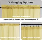 Chyhomenyc Yellow Sheer Curtains 36 inch Length 2 Panels, Light Filtering Voile Rod Pocket Short Window Curtians for Bathroom Living Room Farmhouse Small Windows, 42Wx36L inches