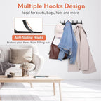 Coat Rack Wall Mount, Coat Hook Wall Mount, Wall Hooks for Hanging, Hat Rack for Walls, Coats Hanger with 12 Hook, Towel Hooks for Bathrooms (1 Pack, Black)