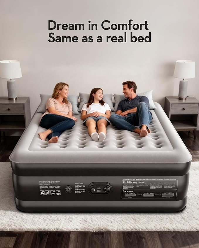 OhGeni 20" Raised Cal King Air Mattress with Built in Pump, Keep Feet from Dangling, Extra Length Blow up Mattress, Back-Friendly Airbed for Guests, Luxury Comfort for People(190CM Height), 700lbs