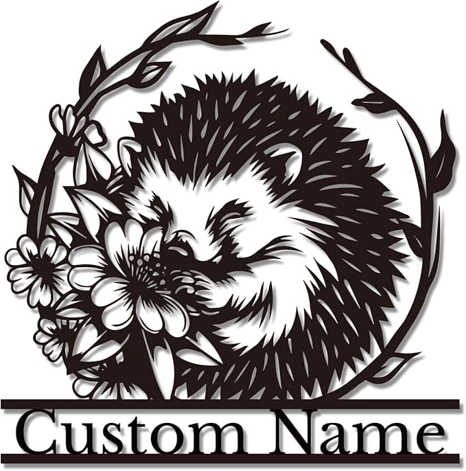 Custom Hedgehog Metal Sign, Personalized Hedgehog Metal Wall Art,Hedgehog Lovers Gift Metal Kid Room Decor,Personalized Hedgehog Lover Name Sign,Kid Nursery Decoration (Hedgehog D)