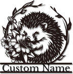 Custom Hedgehog Metal Sign, Personalized Hedgehog Metal Wall Art,Hedgehog Lovers Gift Metal Kid Room Decor,Personalized Hedgehog Lover Name Sign,Kid Nursery Decoration (Hedgehog D)