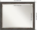 Amanti Art Brown Bathroom Mirror for Over Sink, 25x31 Bark Rustic Char Narrow Rectangle Vanity Mirror, Large Country Rustic Frame, Hangs Horizonally and Vertically, Bathroom Wall Decor, Beveled Edge