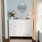BOLUO White Dresser for Bedroom 8 Drawer,Wide Dresser TV Stand for 50" TV Dressers & Chests of Drawers Fabric Dresser for Closet Modern