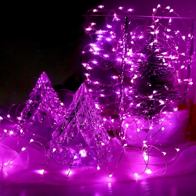 OakHaomie 6 Pack 10ft(3m) LED Starry String Lights 30 Micro LEDs on Silvery Copper Wire,2pcs CR2032 Batteries Required and Included,for DIY Wedding Christmas Centerpiece Table Decorations (Pink)