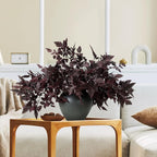 Lyrow 10 Pack Artificial Cimicifuga Plant Leaf Spray Faux Plum Cimicifuga Ramosa Leaf Branch Faux Fall Spray Silk Plants for Home Vase Wedding Garden Farmhouse Table Mantel Decor (18 Inches)