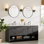 Sweetcrispy Round Bathroom Mirror 20 Inch Black Metal Framed Wall Mounted Circle Vanity Mirror for Bathroom, Bedroom, Living Room, Entryway, Anti-Rust, Modern Decorative, Hanging or Leaning