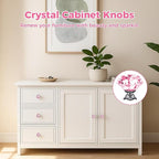 DEELF 25 Packs Kitchen Cabinet Knobs, 30 mm Crystal Cabinet Knobs, Diamond Dresser Handle Drawer Pulls, Dresser Knobs for Cabinets and Drawers, Pink