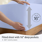 LuxClub 4 PC Sheet Set Bed Sheets Deep Pockets 16" Eco Friendly Wrinkle Free Cooling Machine Washable Hotel Bedding Silky Soft - Sky Blue California King