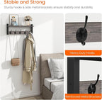 Homode Wall Hooks with Shelf, Coat Rack Wall Mount, Entryway Shelf with Hooks for Clothes, Backpack, Key, Purse - Rustic Grey