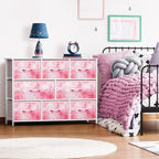 Sorbus Kids Dresser with 8 Drawers - Chest Organizer Unit with Steel Frame Wood Top & Handle, Fabric Bins for Clothes - Wide Furniture for Bedroom Hallway Kids Room Nursery & Closet