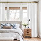 KangBang 2 PCs Pinch Pleated Linen Blackout Curtains 108 Inches Long, Pinch Pleat Drapes for Living Room with Hooks, Thermal Insulated Long Window Treatments for Villa, Pure White,40W x 108L