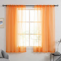 HUTO Orange Sheer Curtains 63 inches Long for Bedroom Top Rod Pocket Sheer Window Panels Curtains for Nursery Living Room 52 by 63 Inch Length Set of 2