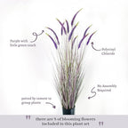 KOL 5ft 2-Pack Faux Veronica Spiked Speedwell Grass, 59in Artificial Veronica Spicata Plant, Tall Fake Reed Grasses for Home Office Garden Wedding Décor, Indoor Outdoor, UV-Resistant, Purple