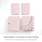Mellanni King Sheets Set - 4 PC Iconic Collection Bedding - Hotel Luxury, Extra Soft, Cooling Bed Sheets - Wrinkle, Fade, Stain Resistant (King, Blush Pink)