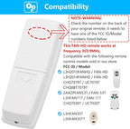 Fan-HD Ceiling Fan Remote Control Replacement for Hampton Bay Hunter, 303.9MHz Light Dimmer w/ 3-Speed, Replace for UC7078T CHQ7078T CHQ8BT7078T L3H2014FANHD L3H2010FANHD HD5(Remote Only)