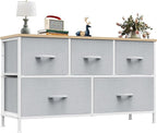OLIXIS Dresser for Bedroom with 5 Drawers, Wide Chest of Drawers, Fabric Bedroom Dresser with Drawer Organizer, Storage Organizer Unit with Fabric Bins for Closet, Living Room, Hallway, Classic Black