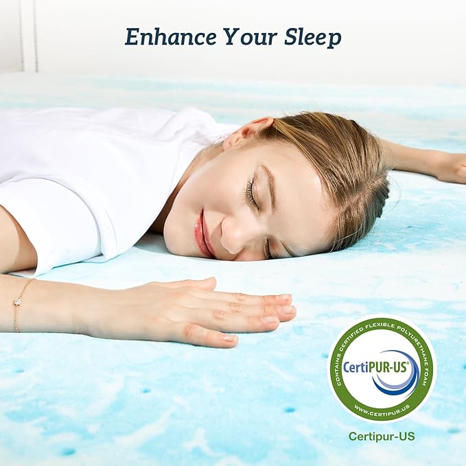 Sweetcrispy Mattress Topper California King, 4 Inch Thick Memory Foam Gel Infused Cooling Toppers Pad for Bed, Sleeper Sofa, RV, Camper, CertiPUR US Certified, Ventilated and Breathable