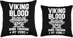 Viking Gift For Men Valhalla Pagan Norse Blood Runs Through My Veins Scandinavian Pagan Viking Throw Pillow, 16x16, Multicolor