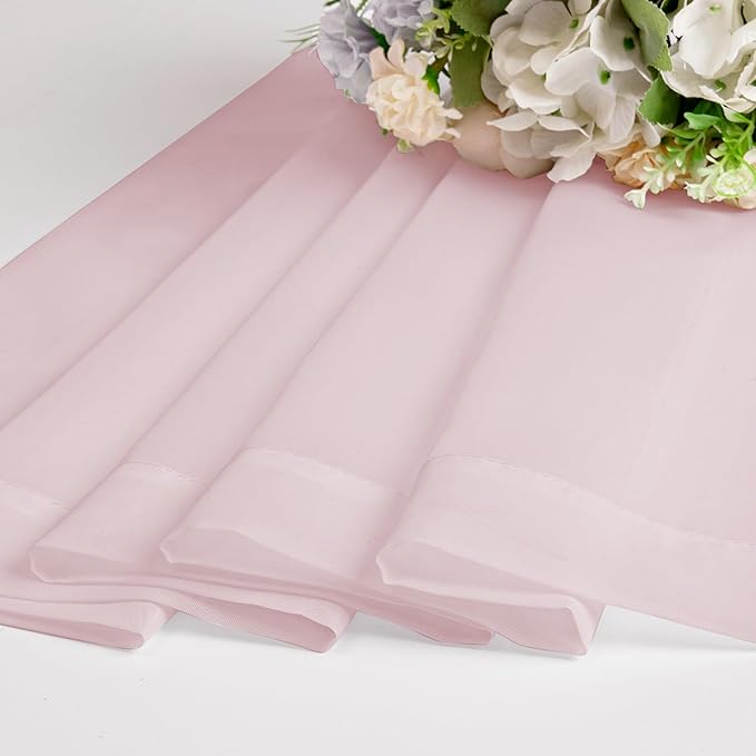 OWENIE Light Pink Sheer Curtains 63 Inch Length 2 Panels Set for Living Room/Bedroom, Rod Pocket Fimly Voile Blush Sheer Curtain for Nursery Room, Elegant Airy Sheer Panels, 2 Pcs Total 84Wx63L inch