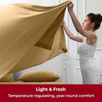 Mellanni Twin XL Sheets Set - 3 PC Iconic Collection Bedding - Hotel Luxury, Extra Soft, Cooling Bed Sheets - Wrinkle, Fade, Stain Resistant (Twin Extra Long, Gold)