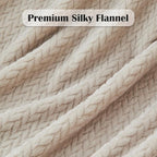 NEWCOSPLAY Super Soft Queen Blanket Linen Premium Silky Flannel Fleece Leaves Pattern Lightweight Bed Blanket All Season Use (Linen, Queen(90"x90"))
