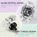 10pcs Glass Cabinet Knobs - Oval Crystal Drawer Pulls, Vintage Clear Knobs for Cabinets, Drawers, Dresser, Cupboard, Wardrobe - Modern