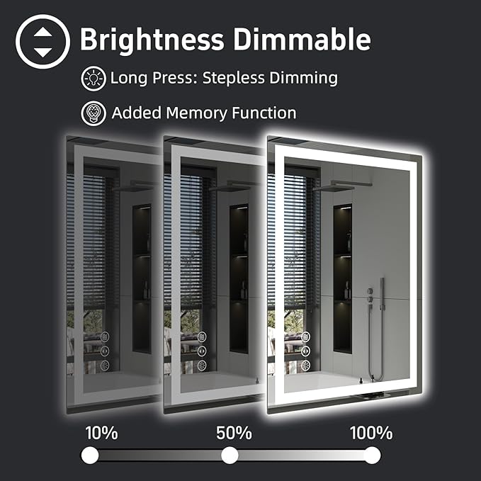 36"x 36" LED Bathroom Mirror with Lights, Double Lighting Sources Dimmable, LED Mirror for Bathroom, Anti-Fog, Lighted Bathroom Vanity Mirror for Wall, ETL Listed, Tempered Glass(Horizontal/Vertical)