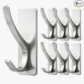 pickpiff Self Adhesive Coat Hooks for Hanging: Heavy Duty Stainless Wall Hook for Towel, Backpack, Hat, Sturdy Metal Hanger for Bathroom, Bedroom, Door, Brushed Nickel, 6-Pack