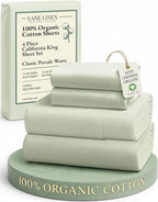 LANE LINEN Bedsheets California King Size Bed - 4Pc 100% Organic Cotton Cal King Bed Sheet Set, Soft Cooling Sheets, 15" Deep Pocket Cal King Sheets, Oeko Tex Certified - Mineral