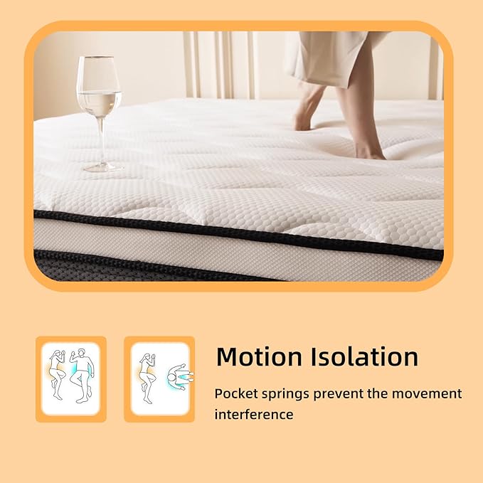 Review Queen Mattresses, 10 Inch Queen Size Mattress in a Box,Memory Foam Hybrid Mattress,with Individual Pocket Spring for Motion Isolation & Silent Sleep, Pressure Relief, Plush Firmness