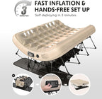 Simpli Comfy Queen EZ Bed Self-Inflating Air Mattress with Built-in Frame, Pump and Wheeled Case, Blow Up Inflatable Rolling Air Bed on Wheels