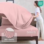 HEVUMYI Rose Gold Cali-King Comforter Set - 7-Piece All Season Bed in a Bag Cali-King, Ultra Soft Bedding Set with Comforter, Flat Sheet, Fitted Sheet, Pillowcases, Pillow Shams