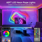 AILBTON 60Ft Neon Rope Lights,Flexible Led Rope Lights Control with App/Remote,Multiple Modes Rope Lights,IP65 Outdoor RGB Led Neons Lights,Music Sync Gaming Led Neon Light Strip for Bedroom Decor