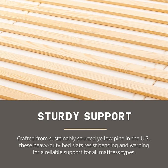 Hercules Xtreme Bed Support Slats, Heavy-Duty Solid Pine Wood Bunkie Board, Full Size