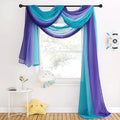 NICETOWN Lilac and Turquoise Ombre Voile Sheer Window Scarf, Wedding Decorations for Reception Decorative Bed Canopy for Gilrs Room/Kids Room, 2 Panels, W60 x L216