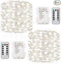GDEALER 2 Pack Fairy Lights Christmas Decor 20 Ft 60 Led Battery Operated Christmas Lights with Remote Waterproof Twinkle Lights 8 Modes Fairy String Lights for Party Bedroom Wedding Decorations-White