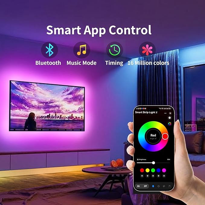 KSIPZE LED Lights for TV, 16.4ft TV led Backlight for 45-75 Inch TVs RGB TV Backlight Behind Music Sync Bluetooth APP & Button Control TV LED Strip Lights USB Powered for Bedroom/Gaming
