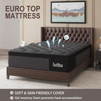 King Mattress, 14 Inch Hybrid Mattresses Black with Gel Memory Foam and Individually Pocket Innerspring Euro Top Medium Firm for Motion Isolation, Edge Support, 100 Night Trial
