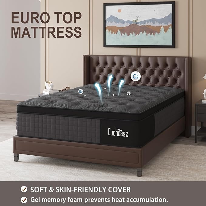 Queen Mattress, 10 Inch Hybrid Mattresses Black with Gel Memory Foam and Individually Pocket Innerspring Euro Top Medium Firm for Motion Isolation, Edge Support, 100 Night Trial