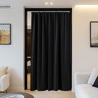 NICETOWN Blackout Curtain with Ceiling Track Set, W100 xL96 Room Divider Curtain for Sliding Door/Patio, Thermal Insulated Room Darkning Drape for Bedroom/Hospital Privacy, 1 Panel, Black