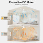 ocioc 52 inch Ceiling Fans with Lights and Remote, Dimmable Ceiling Fans with Reversible Quiet DC Motor, Flush Mount, 3CCT, White Ceiling Fan for Bedroom Living Room Indoor/Outdoor