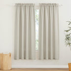 RYB HOME Linen Sheer Curtains Rich Linen Weave Translucent Sheer Drapes, Privacy Protected Soften Sunlight for Bedroom Study Loft Bed Farmhouse Canopy Bed Play Room, W 52" x L 72", Angora, 2 Pack