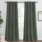NICETOWN Dark Mallard Blackout Draperies Curtains, 55 inches Wide by 120 inches Long, Pair of Grommet Top Thermal Insulated Blackout Decorative Curtains for Thanksgiving Day & Christmas Decor
