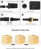 LE 33ft 240 LED Rope Lights Outdoor 24 Volts, 3/8 inch Clear Tube, Upgraded 2700K Warm White, Connectable (Up to 3 Sets), Not Dimmable, Waterproof String Lights for Patio Deck Railing Stair Landscape